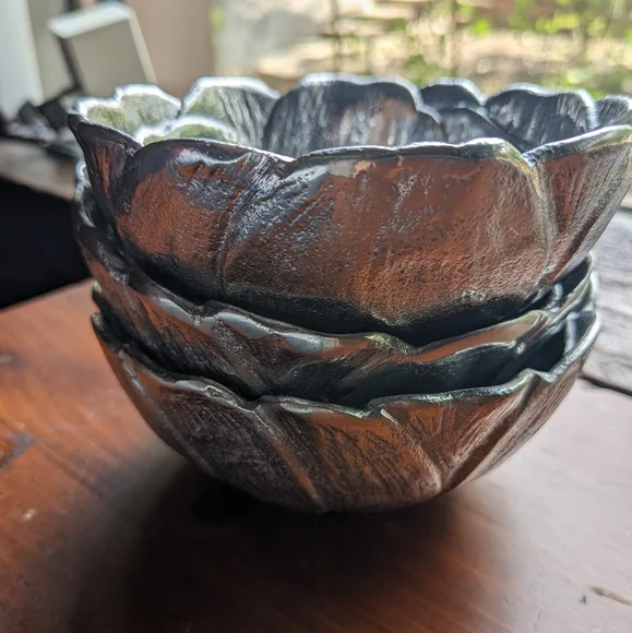 3 Martha Stewart Silver Floral Nut Bowls - Picture 10 of 12